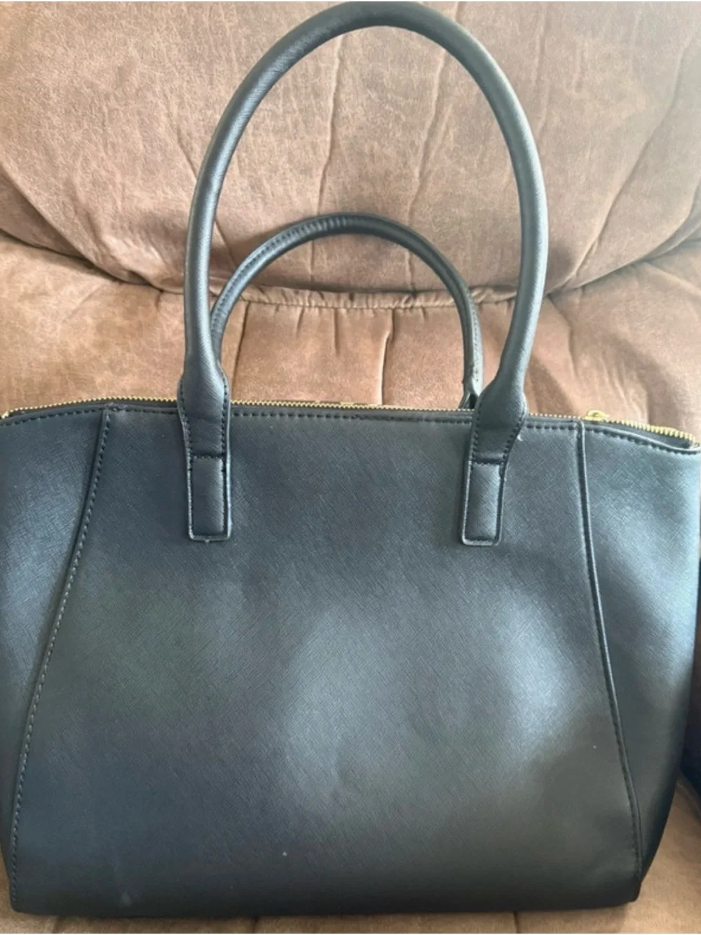 Kenneth Cole Reaction Black Satchel with Red Floral Print and Gold Hardware